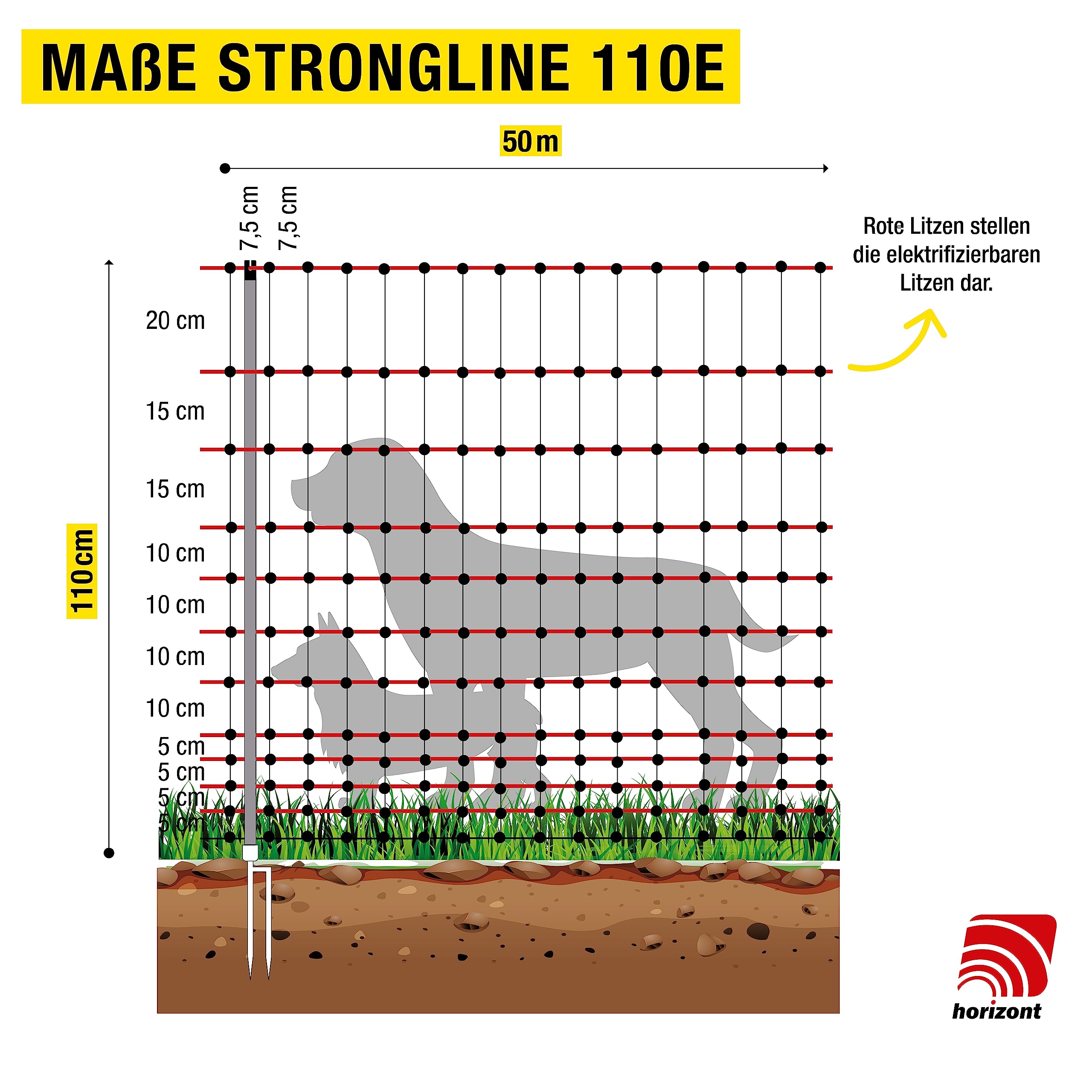 horizont-horinetz-strongline-hundezaun-50m-110cm-elektrifizierbar image 6