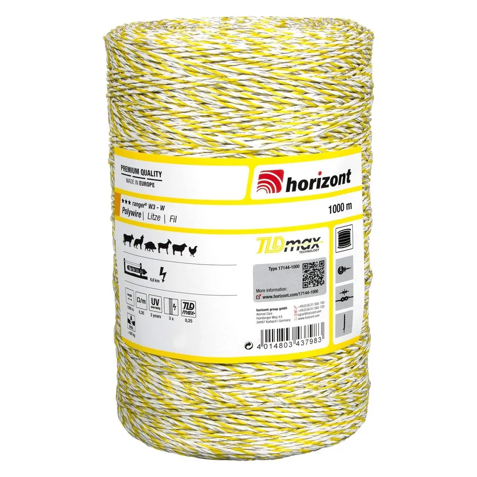horizont-ranger-w3-o-weidezaunlitze-gelb-1000m image 1