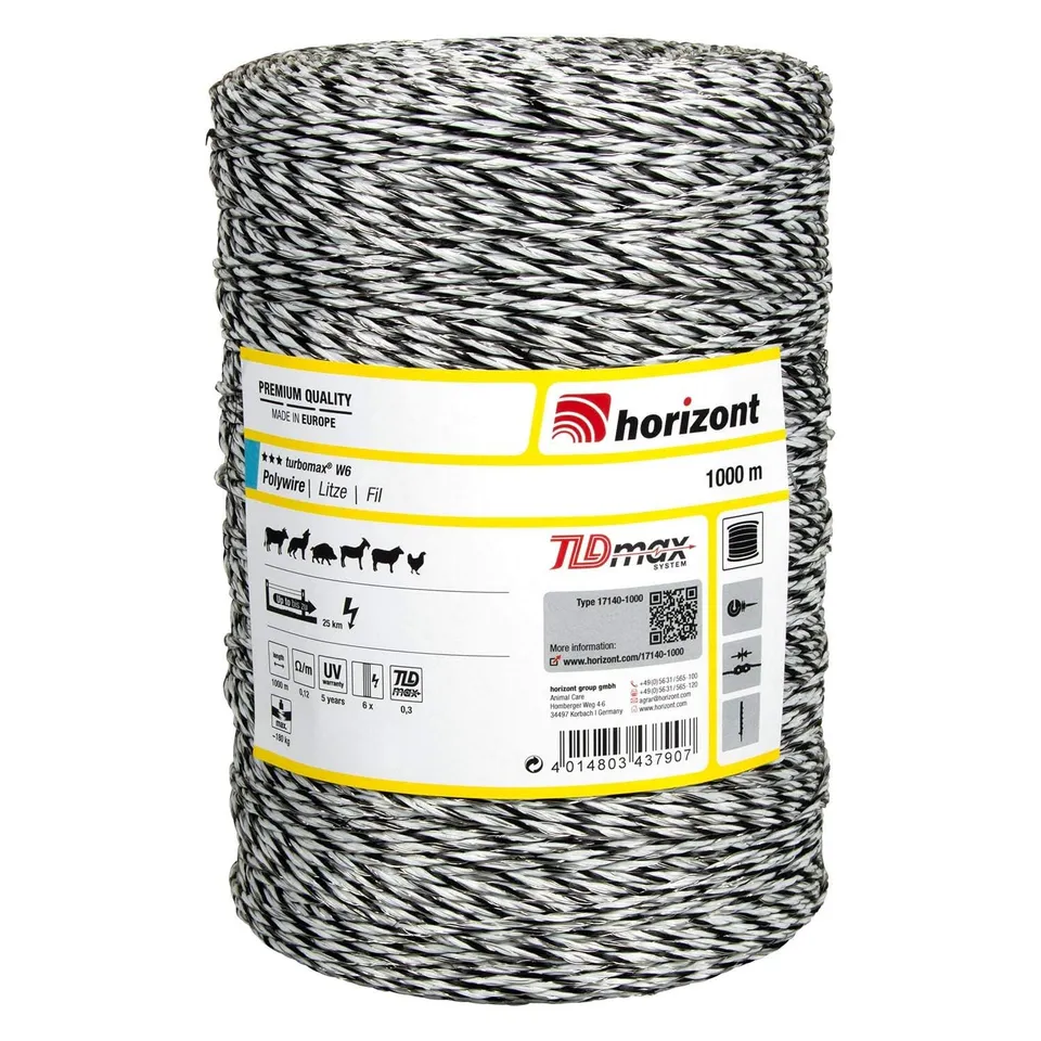 horizont-turbomax-w6-weidezaunlitze-1000m-wei-180kg image 1