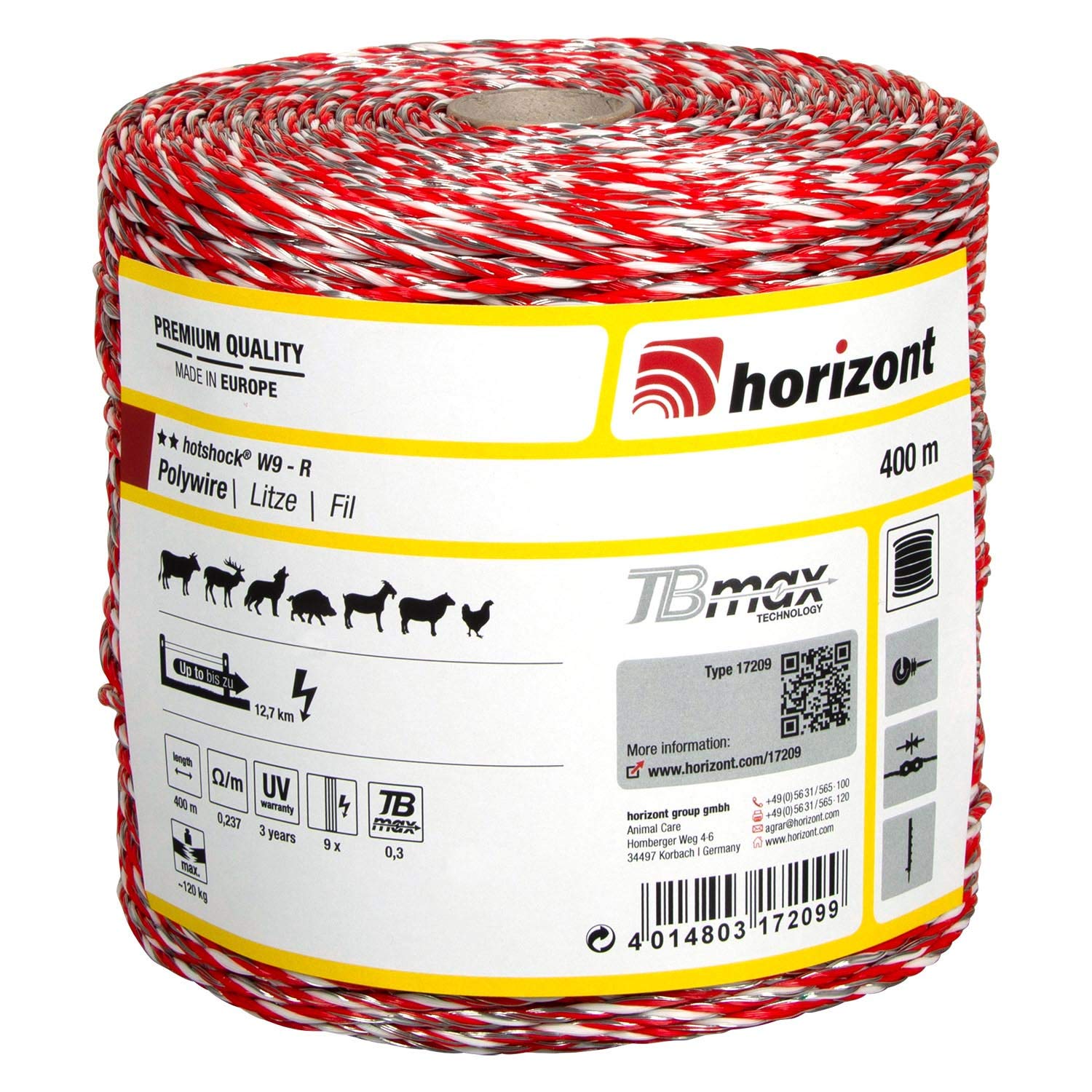 horizont-hotshock-weidezaunlitze-w9-tbm-400-m-9-leiter image 1