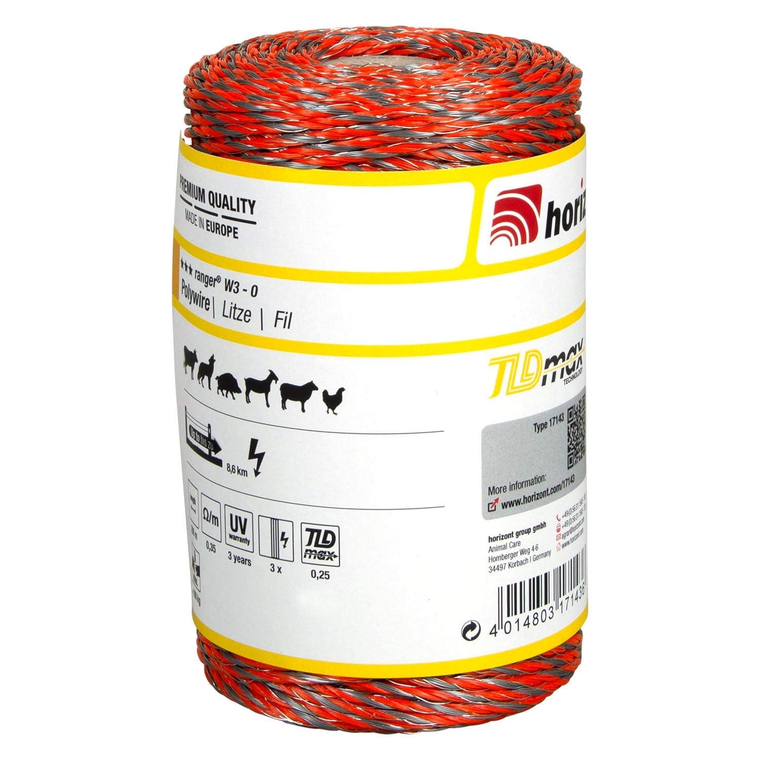 horizont-ranger-w3-o-weidezaunlitze-200-m-orange-160-kg image 1