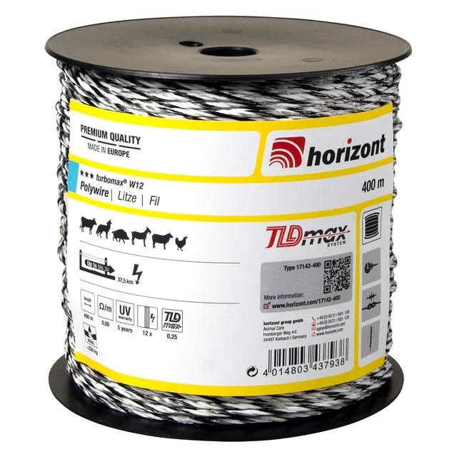 horizont-turbomax-w12-weidezaunlitze-400-m-wei-0-08-ohm-m image 1