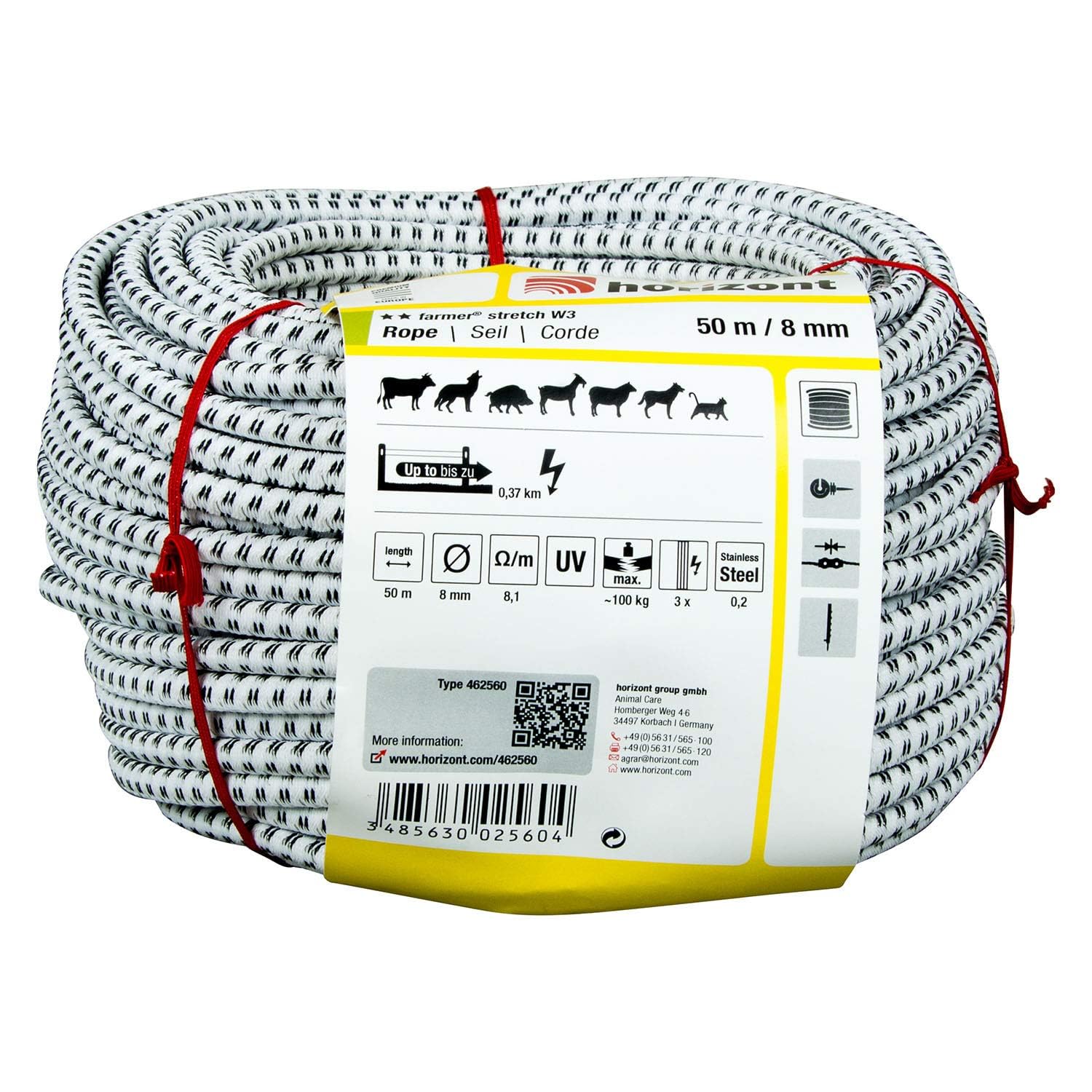 horizont-farmer-weidezaunseil-8-mm-50-m-schwarz-wei-w3 image 1