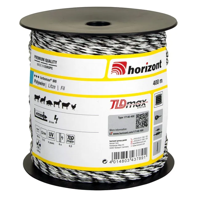 horizont-turbomax-w6-weidezaunlitze-400-m-wei-180-kg image 1